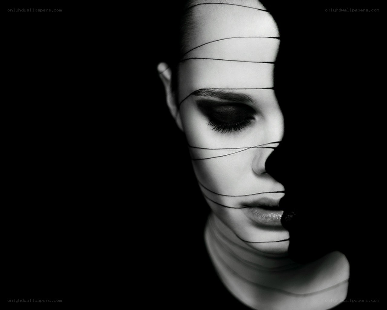 woman with abstract lines