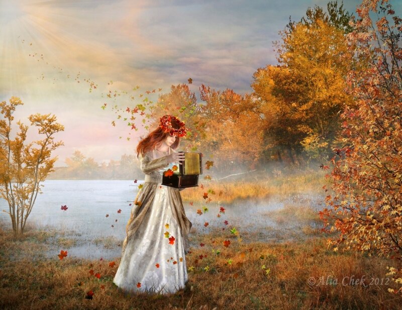 Woman with Accordion — Orange