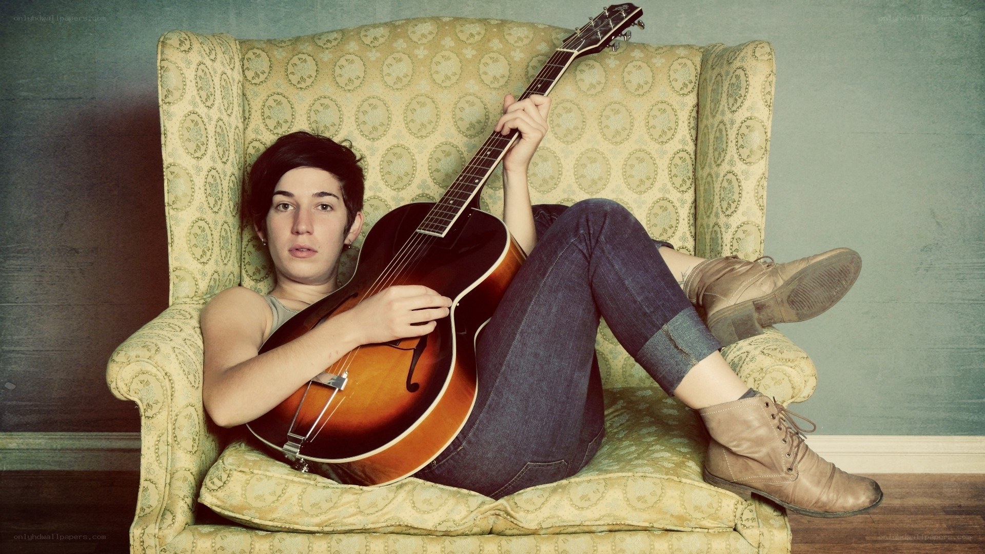 woman with acoustic guitar