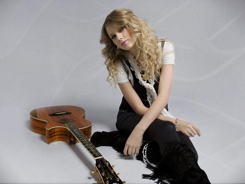 Woman with Acoustic Guitar — White