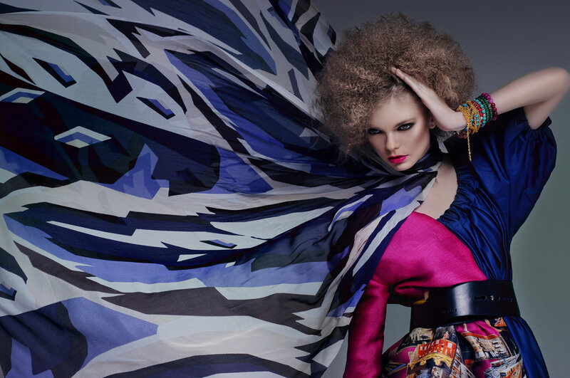 Woman with Afro Hair — Blue, Dramatic
