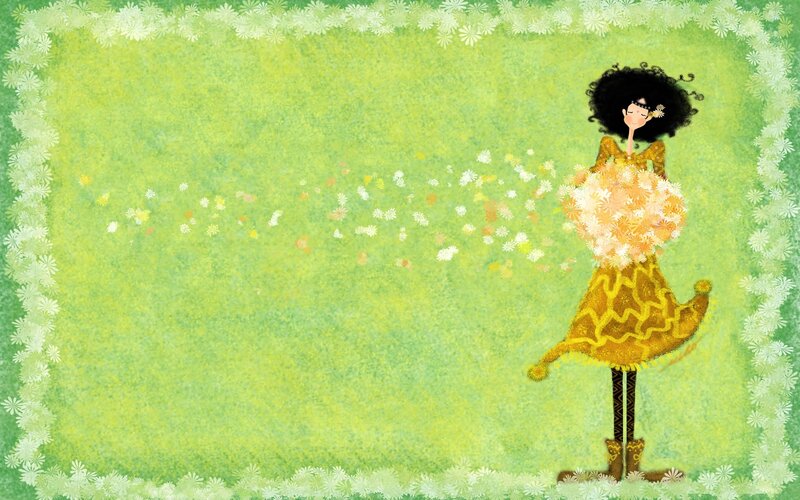Woman with Afro Hair — Green