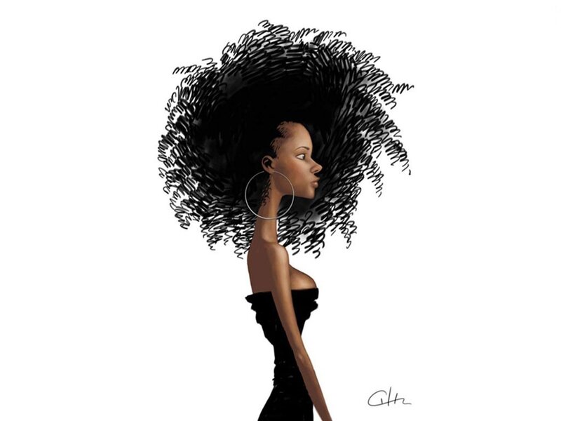 woman with afro hairstyle