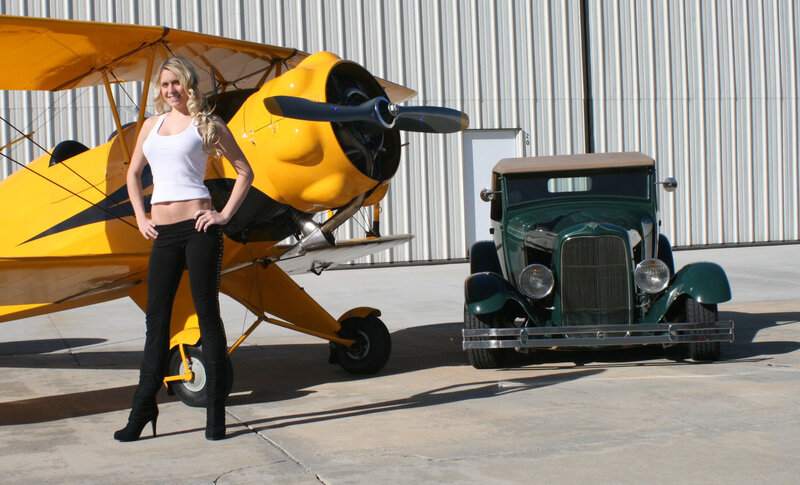 Woman with Airplane and Car