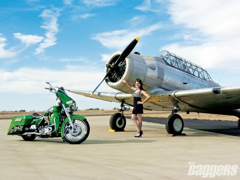 Woman with Airplane and Motorcycle