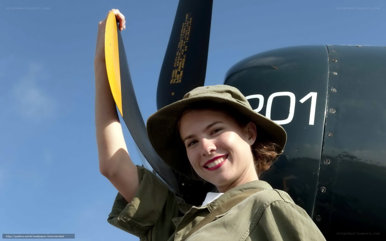 woman with airplane propeller