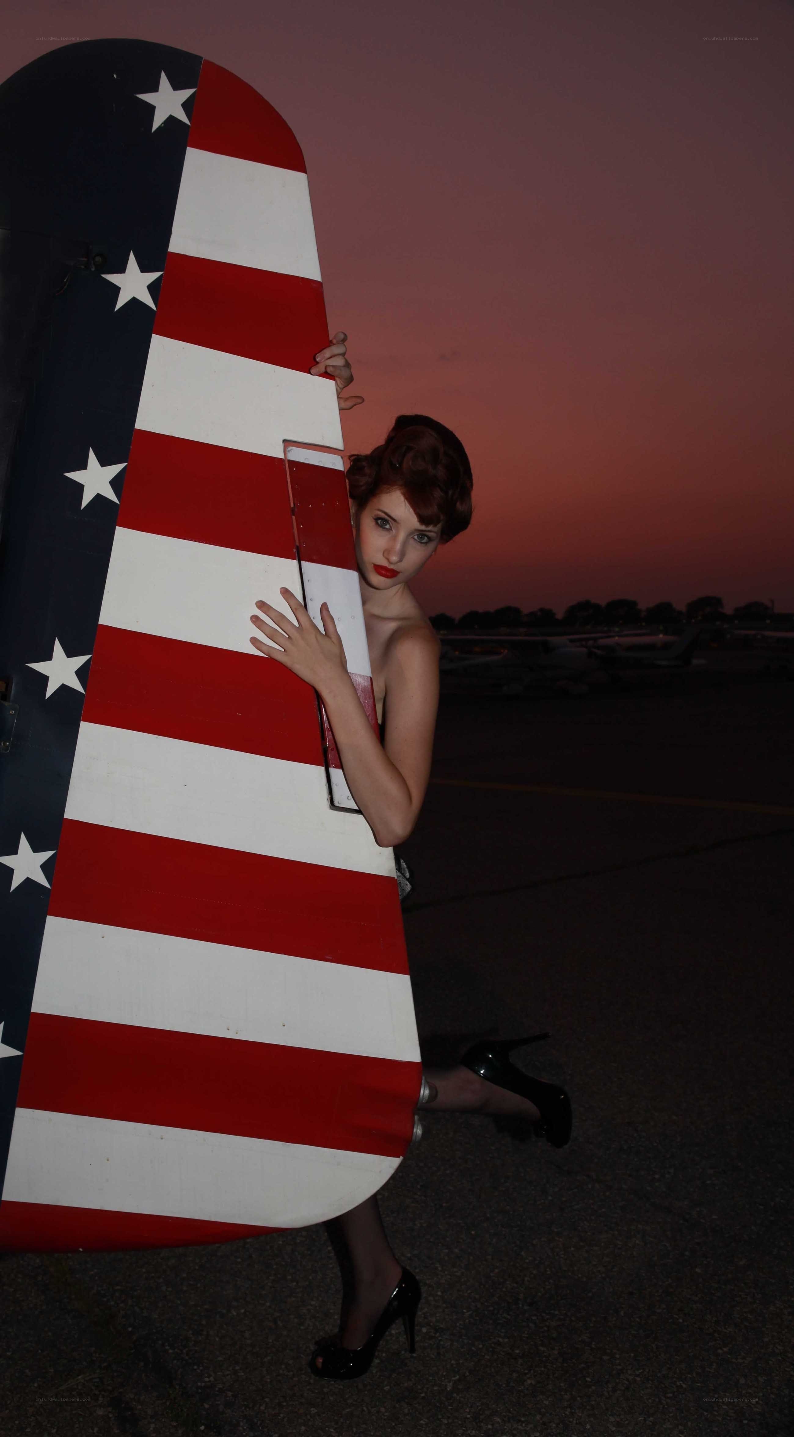 woman with airplane tail