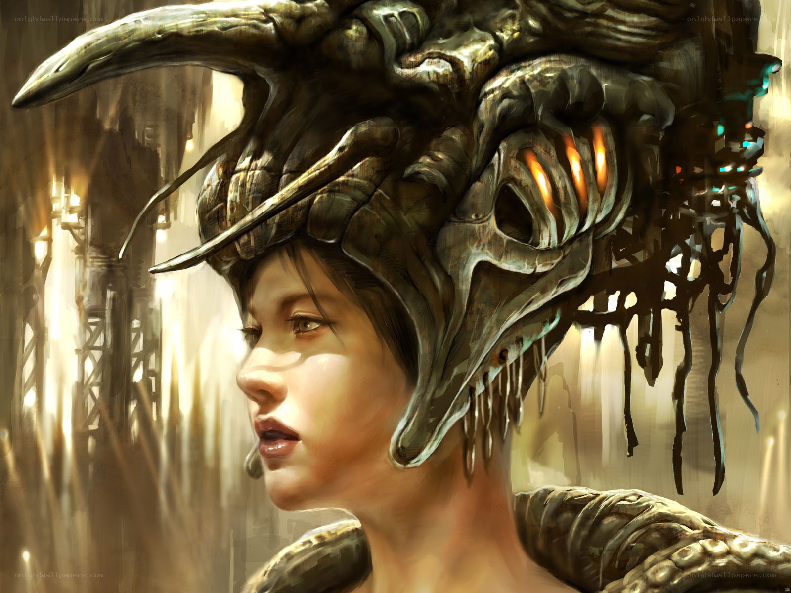 woman with alien helmet