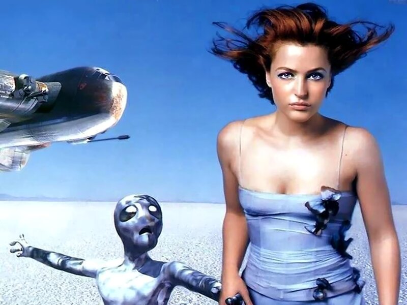 Woman with Alien in Desert