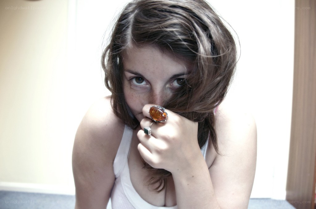woman with amber ring