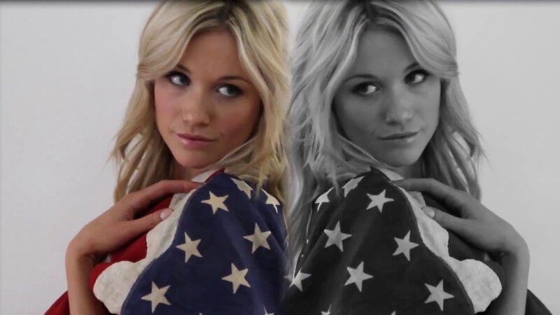 woman with american flag