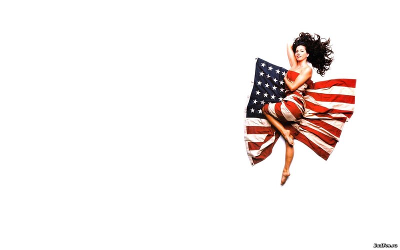 woman with american flag
