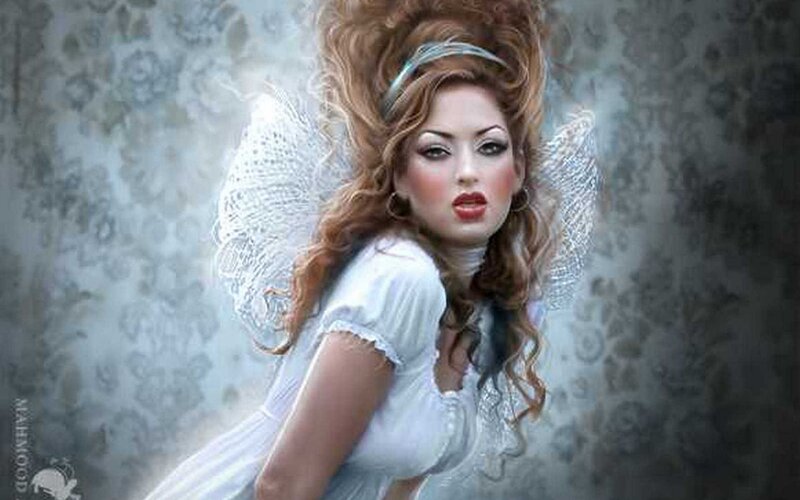 woman with angel wings