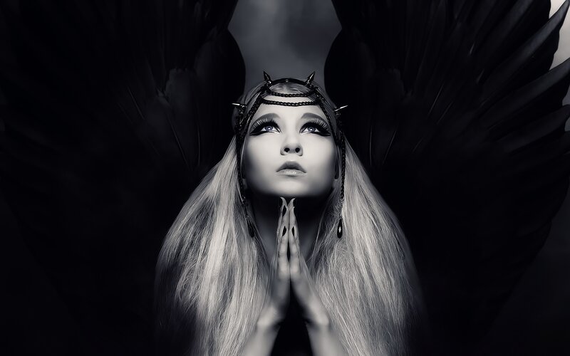 woman with angel wings