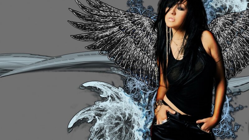 woman with angel wings