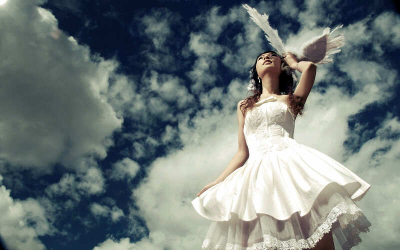 woman with angel wings