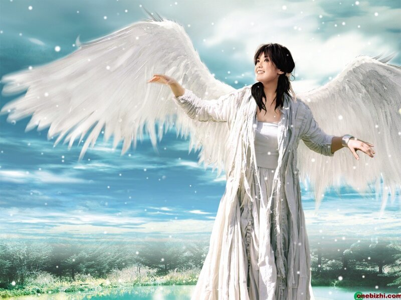 woman with angel wings