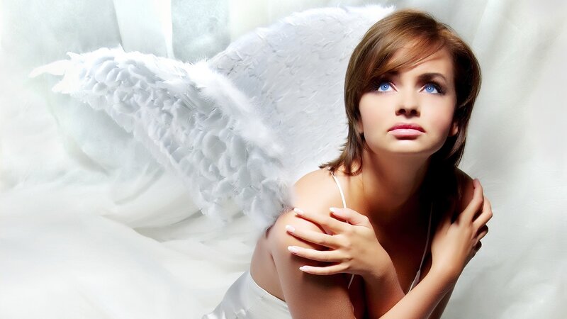 woman with angel wings