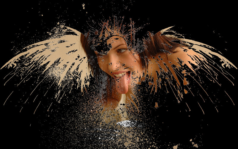 woman with angel wings