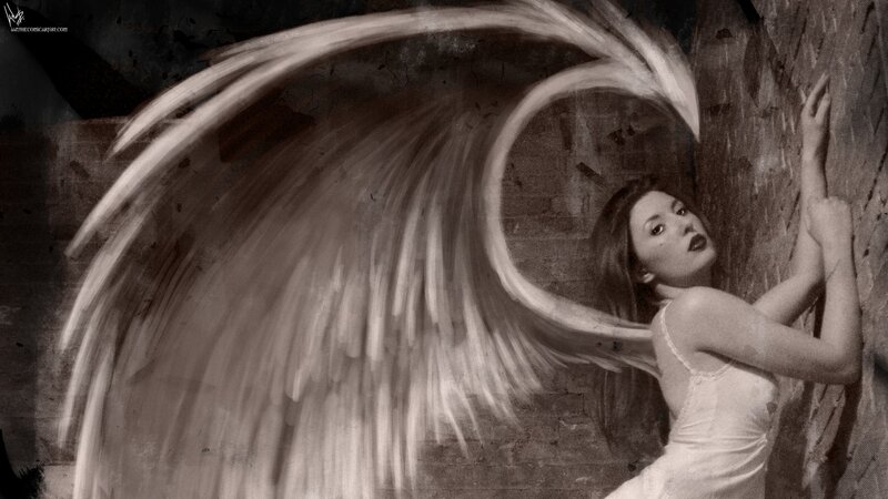 woman with angel wings