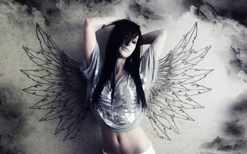 woman with angel wings