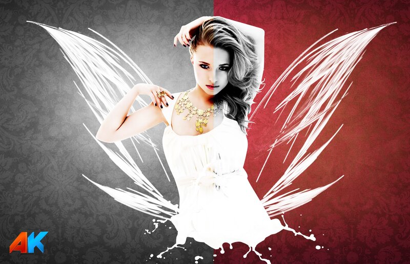 woman with angel wings