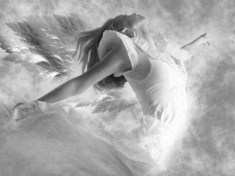 Woman with Angel Wings — Black, Ethereal
