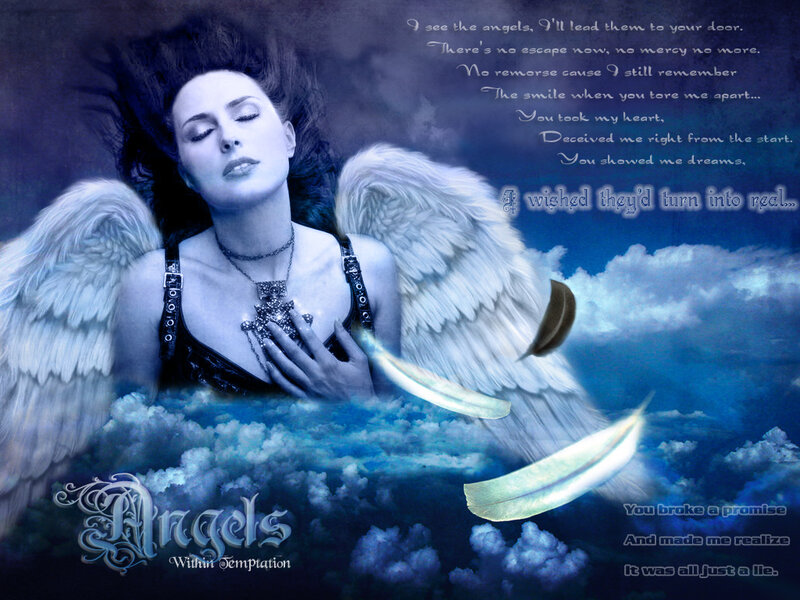 Woman with Angel Wings — Blue, Dramatic, Melancholic