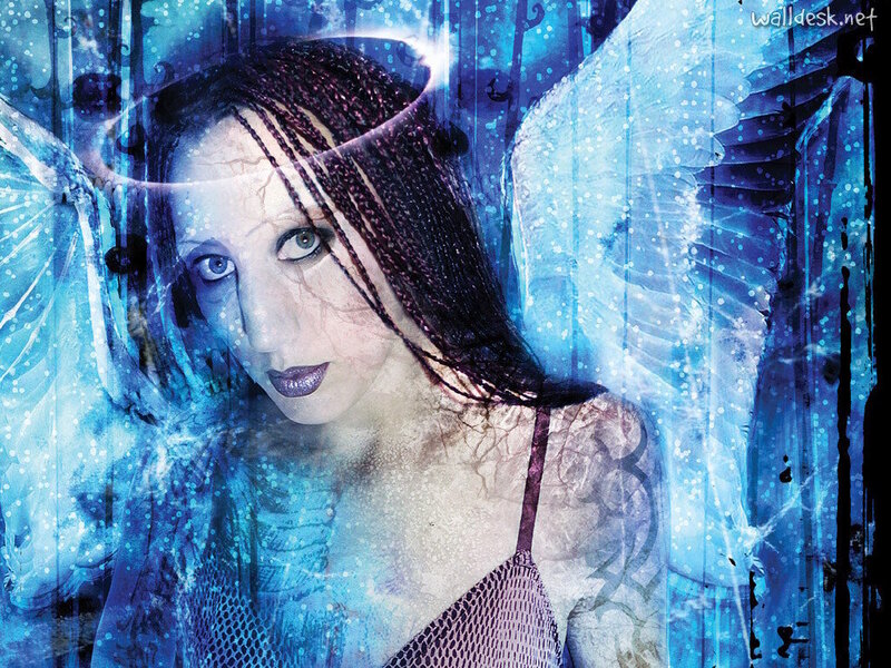 Woman with Angel Wings — Blue, Ethereal