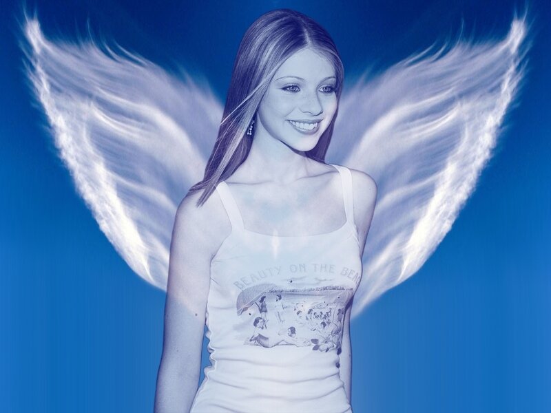 Woman with Angel Wings — Blue, Serene, Photograph