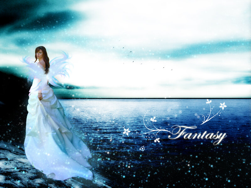 Woman with Angel Wings — Blue