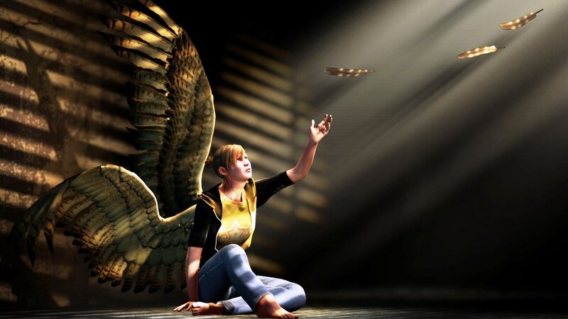 Woman with Angel Wings — Brown, Dramatic, 3d Render