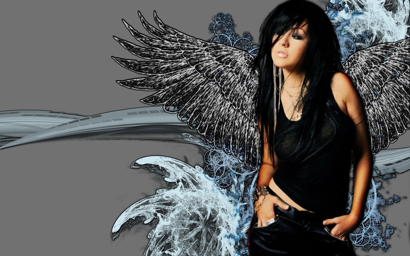 Woman with Angel Wings — Gray
