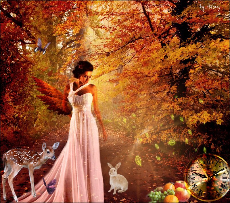 Woman with Angel Wings — Orange, Serene