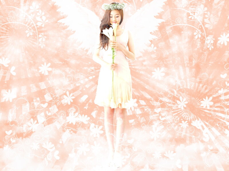 Woman with Angel Wings — Pink, Serene, Digital Art