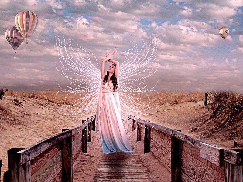 Woman with Angel Wings — Pink