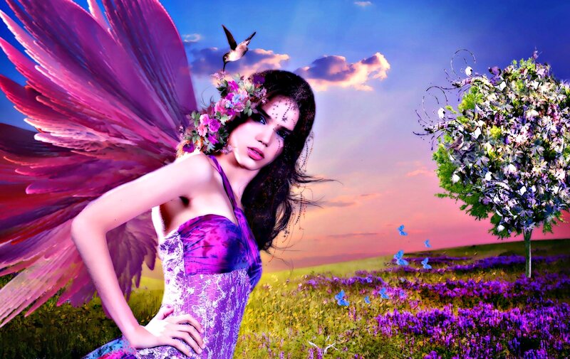 Woman with Angel Wings — Purple, Fantasy