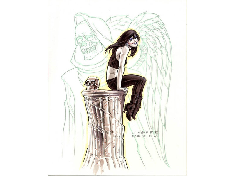 Woman with Angel Wings — White, Dramatic, Comic