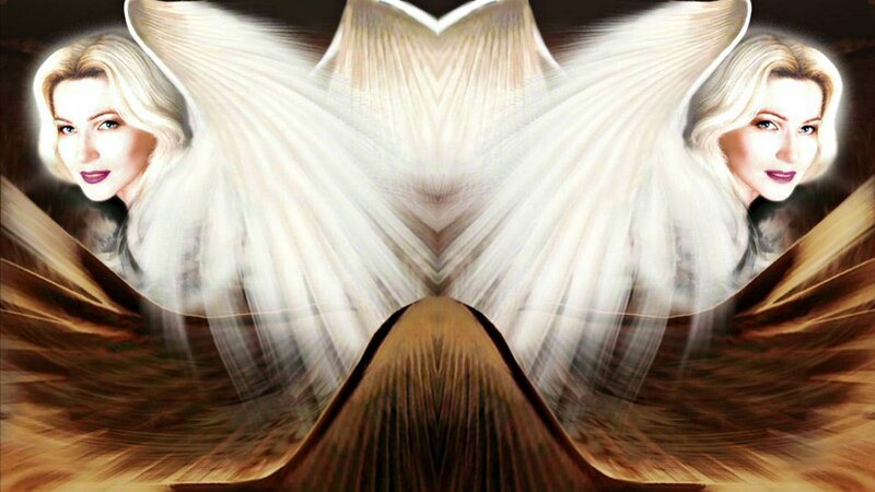 Woman with Angel Wings — White, Dramatic, Digital Art, Blonde Hair