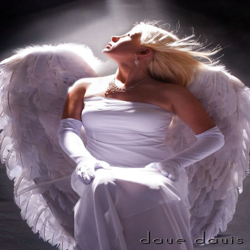 Woman with Angel Wings — White, Dramatic, Photograph