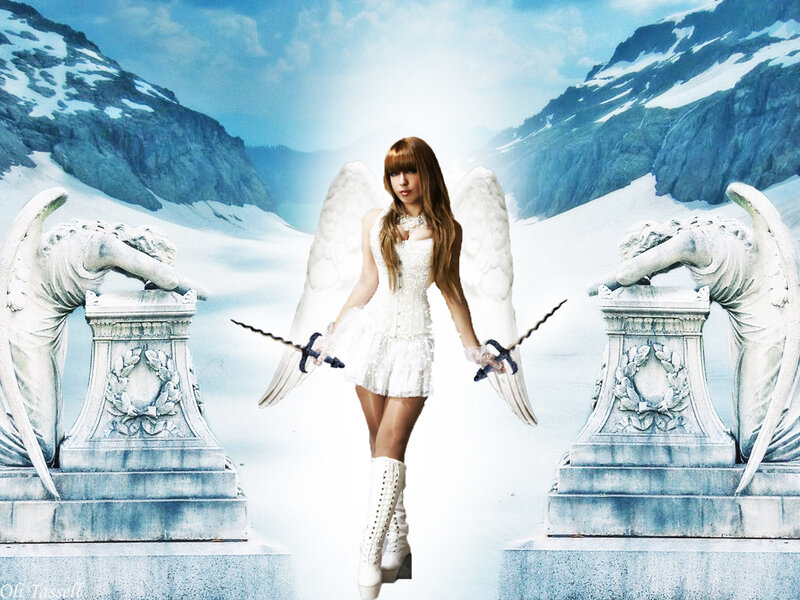 Woman with Angel Wings — White, Dramatic, Winter