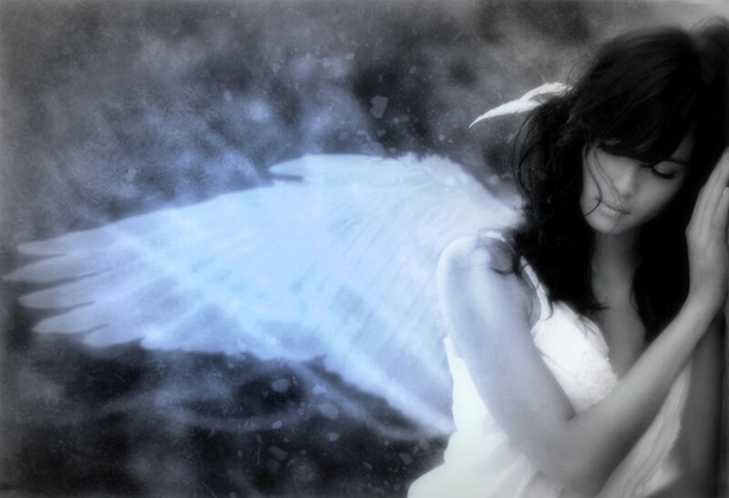 Woman with Angel Wings — White, Dreamy, Photograph