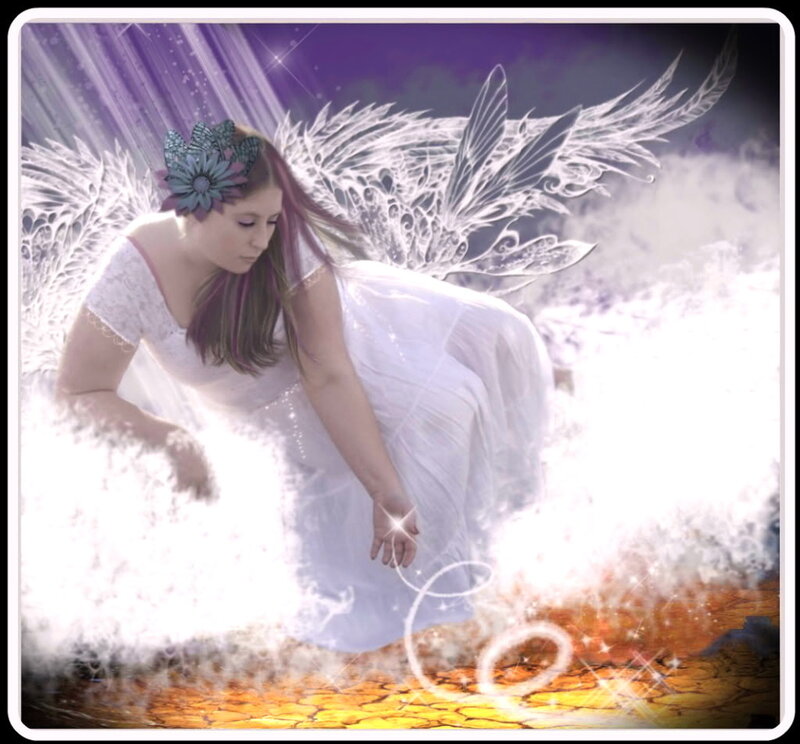 Woman with Angel Wings — White, Ethereal, Digital Art