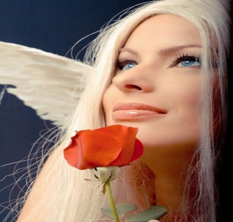Woman with Angel Wings — White, Serene