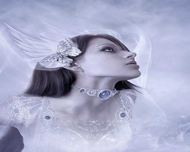 Woman with Angel Wings — White