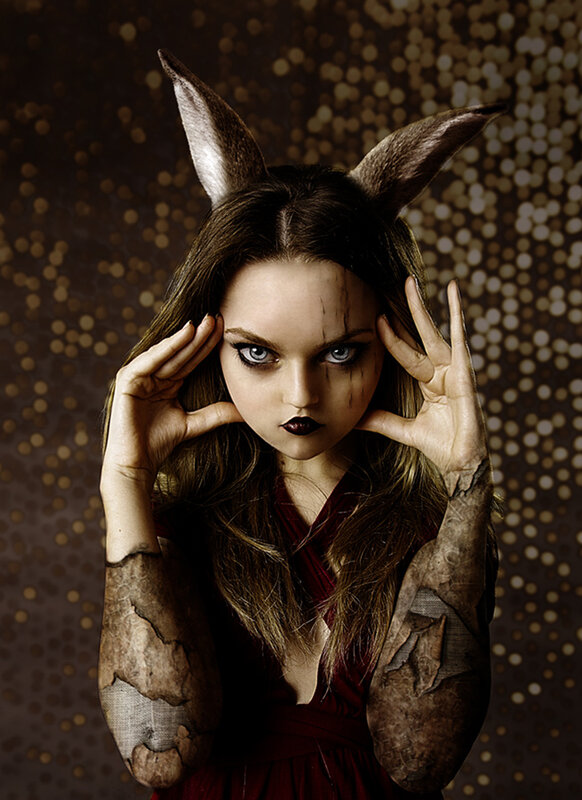 woman with animal ears and makeup
