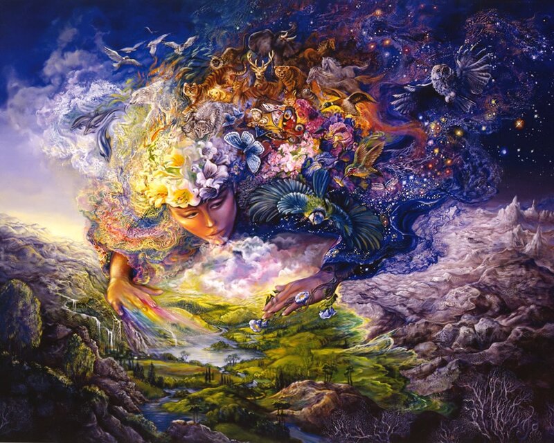 woman with animals and nature