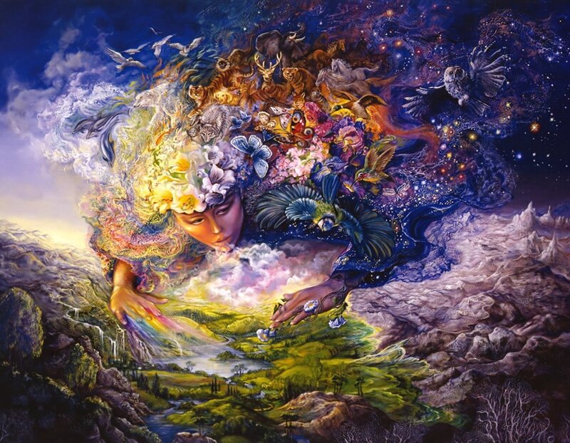 woman with animals and nature