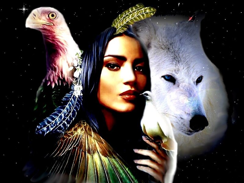 Woman with Animals — Black