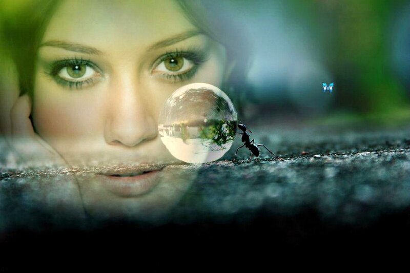 Woman with Ant and Bubble